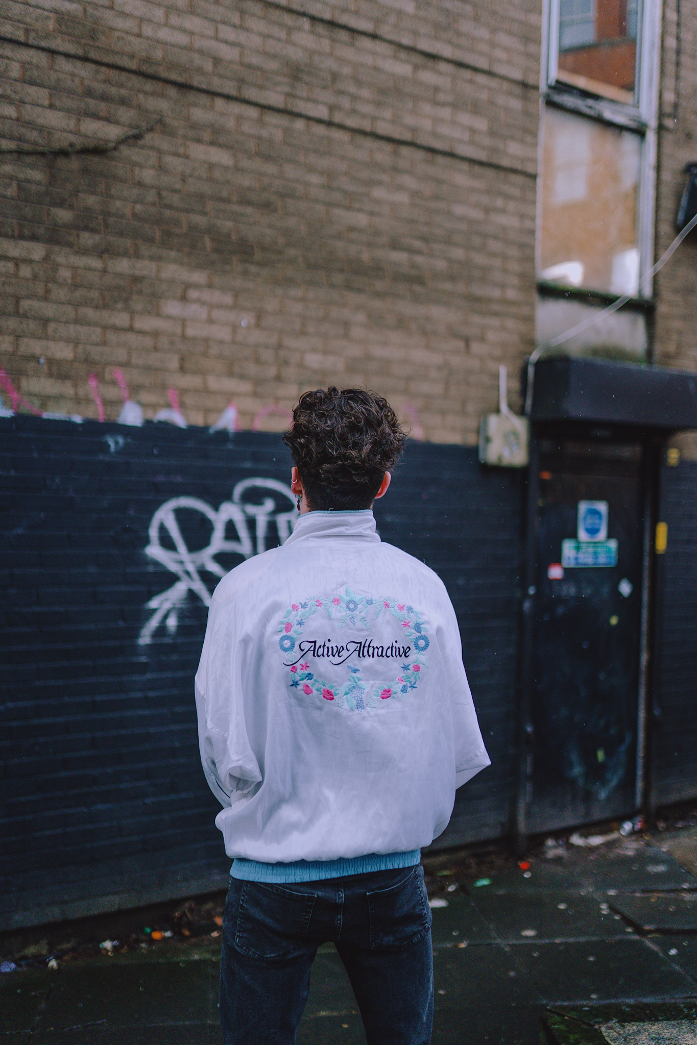 Vintage White X Baby Blue Umbro Embroidered Track Jacket - Bless