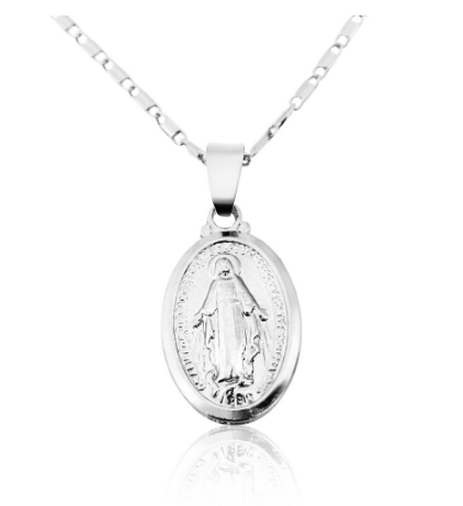 Virgin Mary Necklace 925 Sterling Silver Miraculous Medal Pendant Catholic  Necklace Religious Jewelry for Men Women Father Birthday | Amazon.com